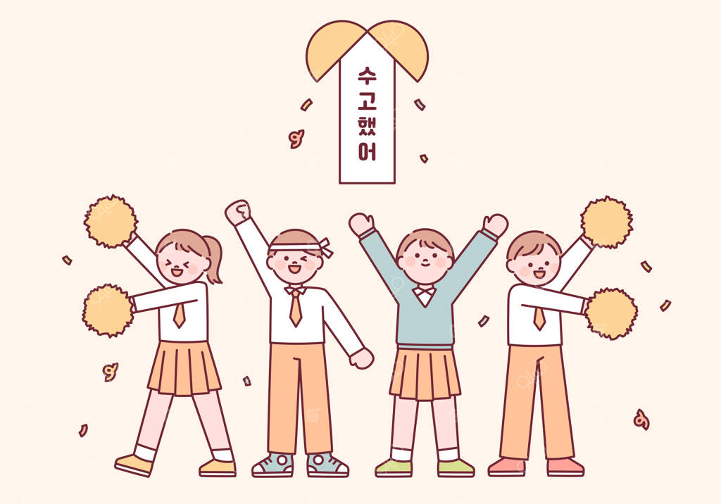 دانش‌آموزان بامزه با یونیفرم مدرسه در حال تشویق با پوم‌پوم هستند.