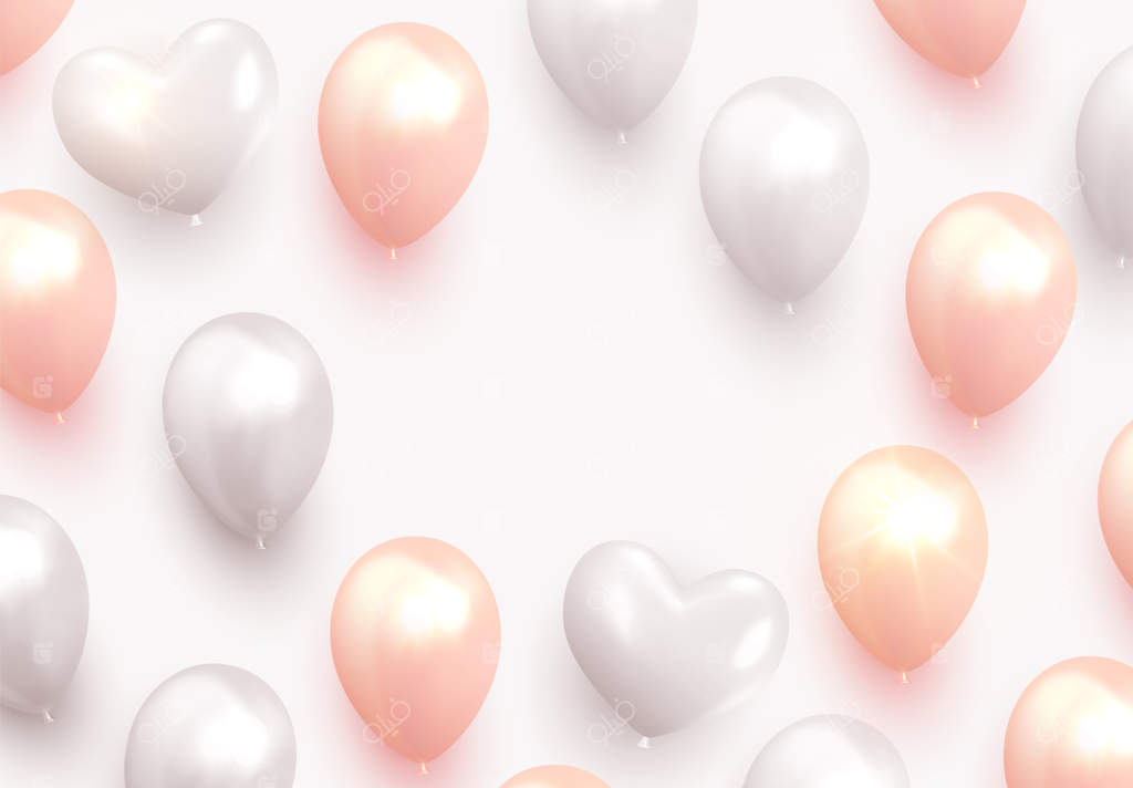 پس‌زمینه بادکنک‌های واقعی برای تعطیلات. بنر جشن با بادکنک‌های هلیومی. قالبی شاد برای تولد و سالگرد. اشیاء تزئینی برای پوستر. تصویر برداری وکتور