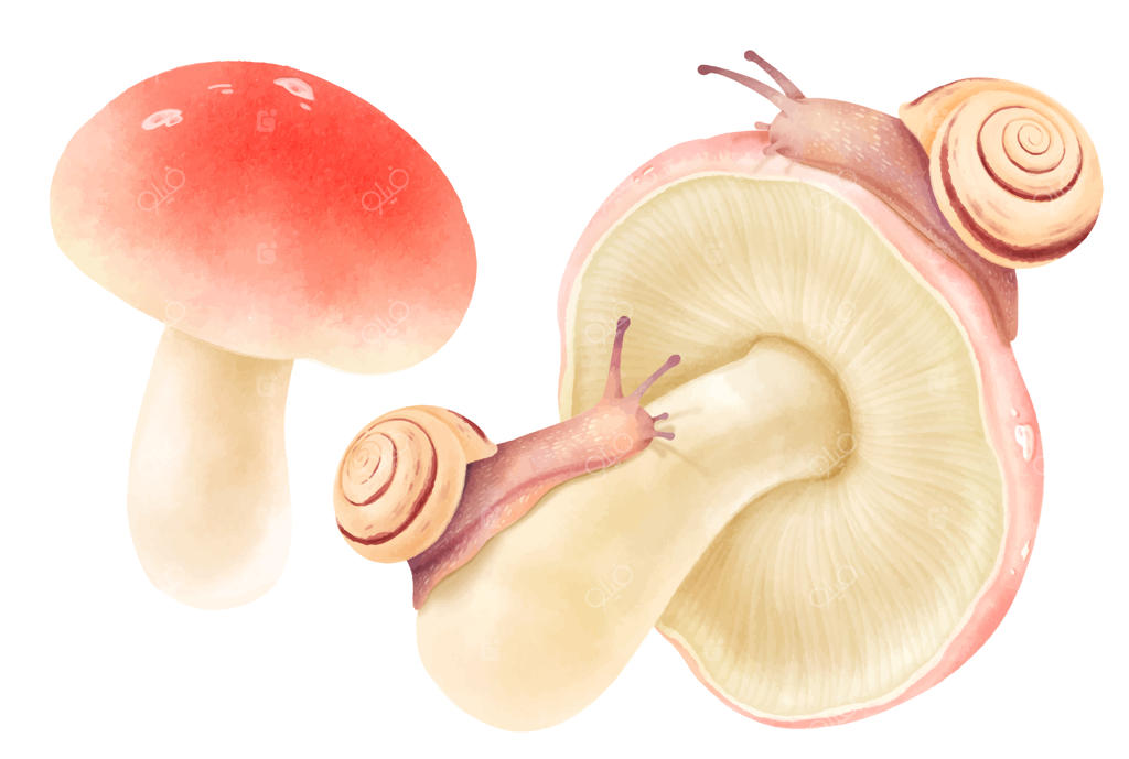 مجموعه‌ای از نقاشی‌های قارچ به سبک آبرنگی