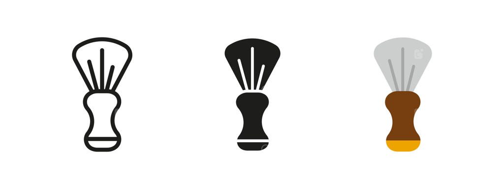 نماد برس اصلاح: نماد کلاسیک ابزار آرایشگری  
تصویری از لوازم آرایشی قدیمی شامل برس اصلاح، مراقبت از ریش و لوازم ضروری آرایشگاه حرفه‌ای.