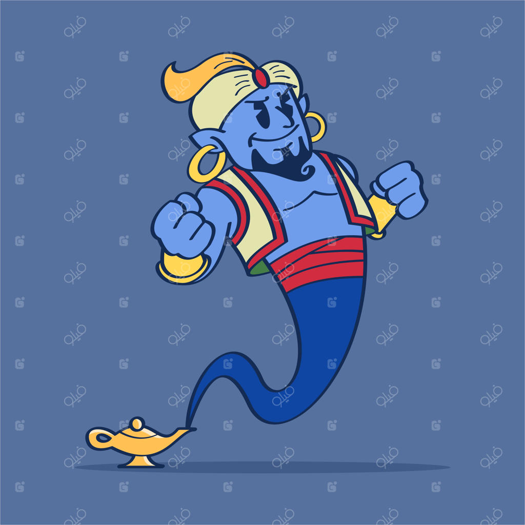 شخصیت کارتونی جن از فیلم جن - طراحی دستی وکتور به سبک قدیمی