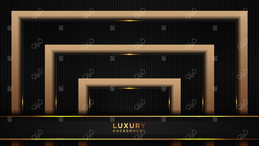 پس‌زمینه چندضلعی انتزاعی و لوکس مشکی و طلایی؛ پس‌زمینه مدرن و تیره با لایه‌های متداخل