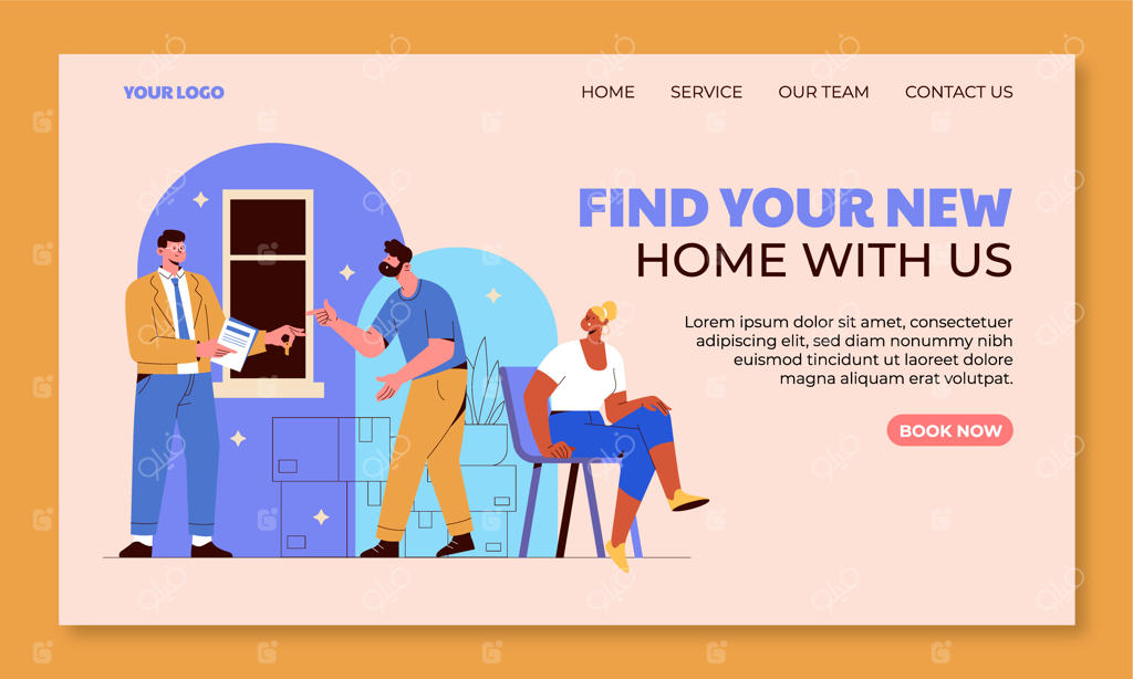 صفحه فرود املاک با طراحی دستی