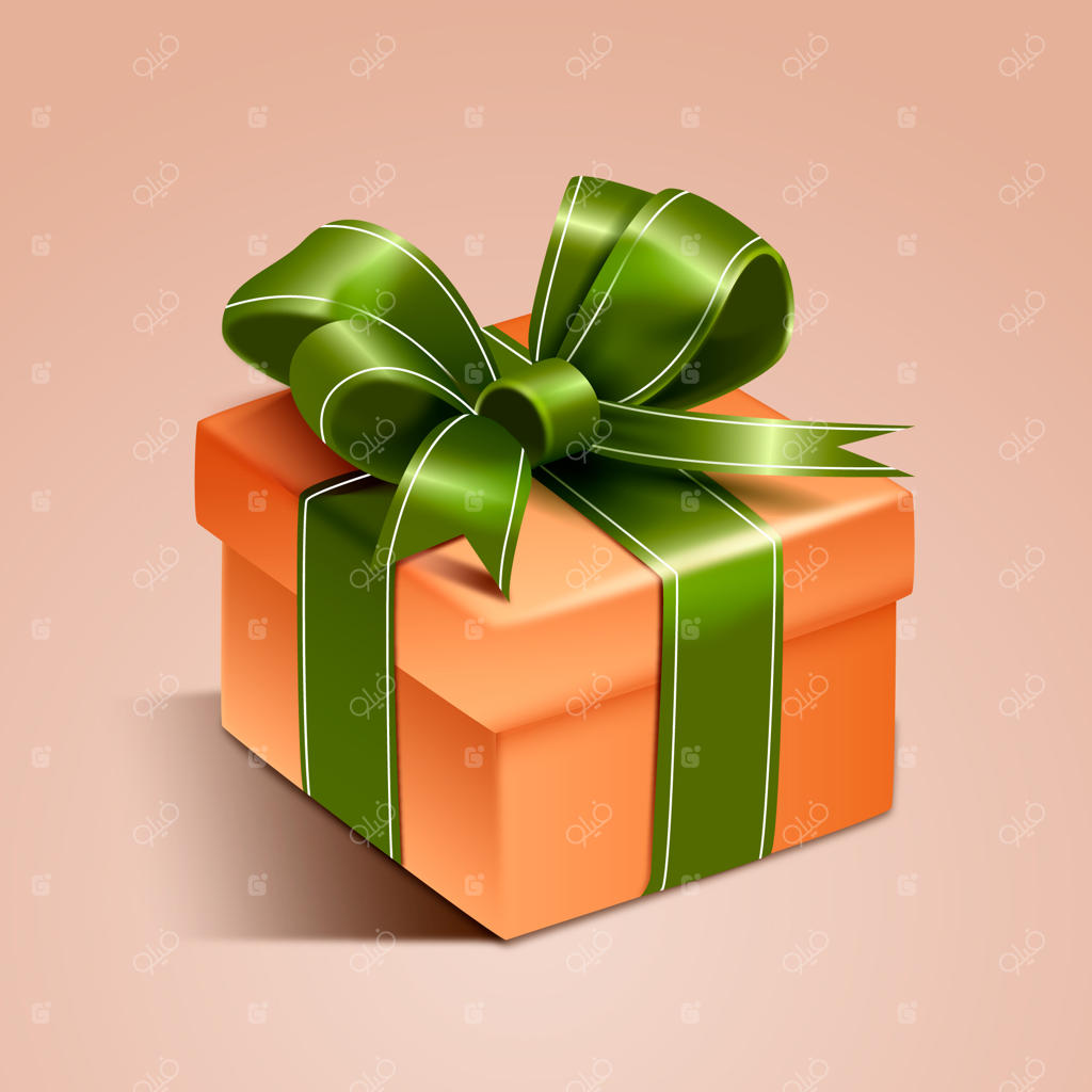 تصویرسازی واقع‌گرایانه پاپیون با روبان هدیه