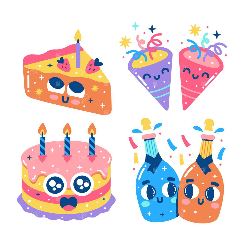 مجموعه برچسب‌های پرزرق و برق تولد