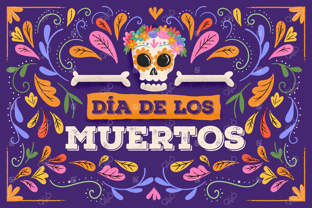 پس‌زمینه با طراحی تخت برای روز مردگان