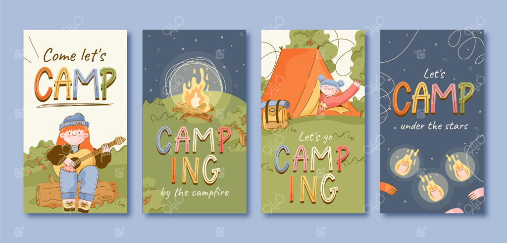 مجموعه استوری‌های اینستاگرام با طراحی ساده برای کمپینگ