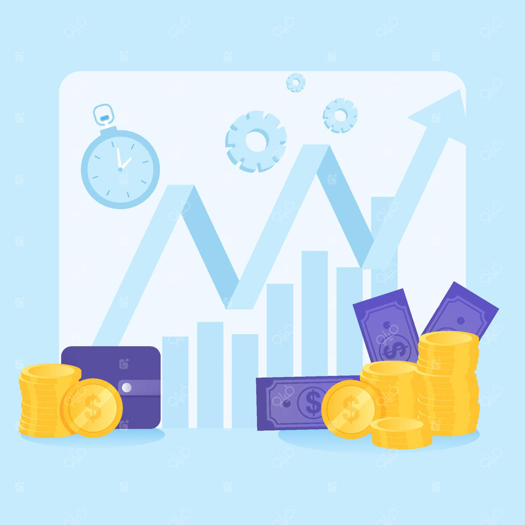 طرح مفهوم سرمایه‌گذاری با نقاشی دستی سکه‌ها