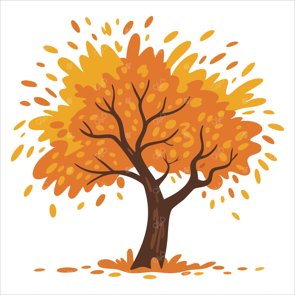 آیکون مسطح درخت زرد و نارنجی فصلی