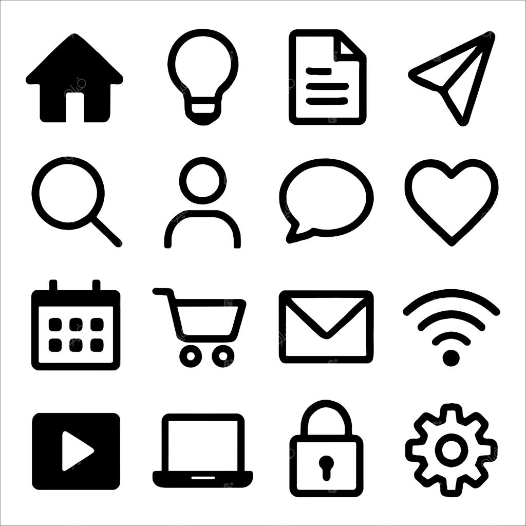 مجموعه آیکون‌های خطی و مینیمال رابط کاربری شبکه‌های اجتماعی