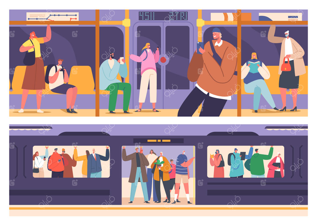 ازدحام مردم در مترو: ایستادن، نشستن، خواندن و استفاده از تلفن در حمل‌ونقل شهری زیرزمینی