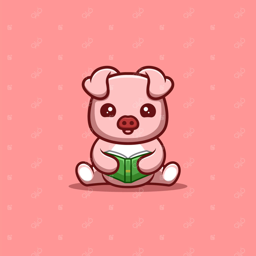 میمون بامزه مطالعه کننده - لوگوی کارتونی و خلاقانه کاوایی