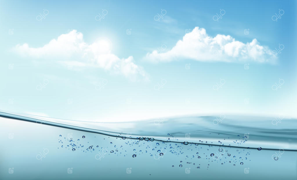 تصویر برداری از بخش زیر آب و ابرهای سفید