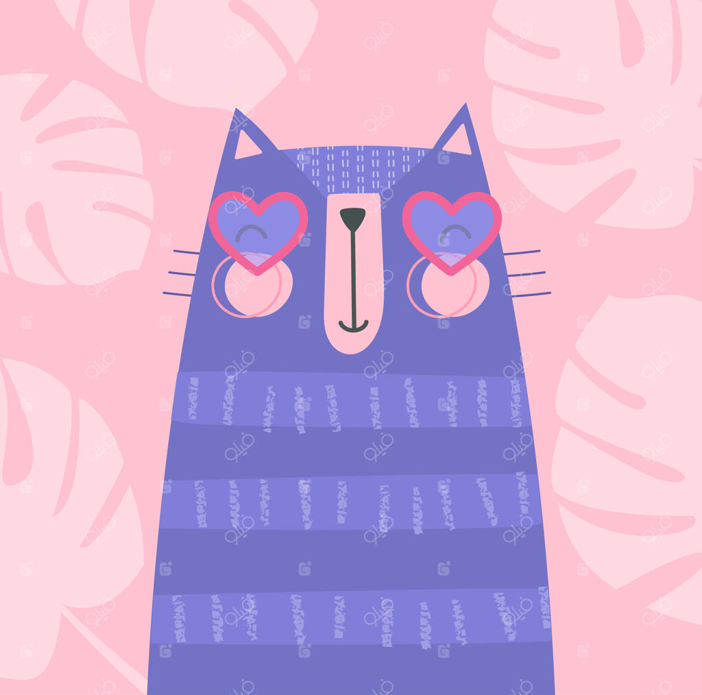 گربه بامزه و رنگارنگ