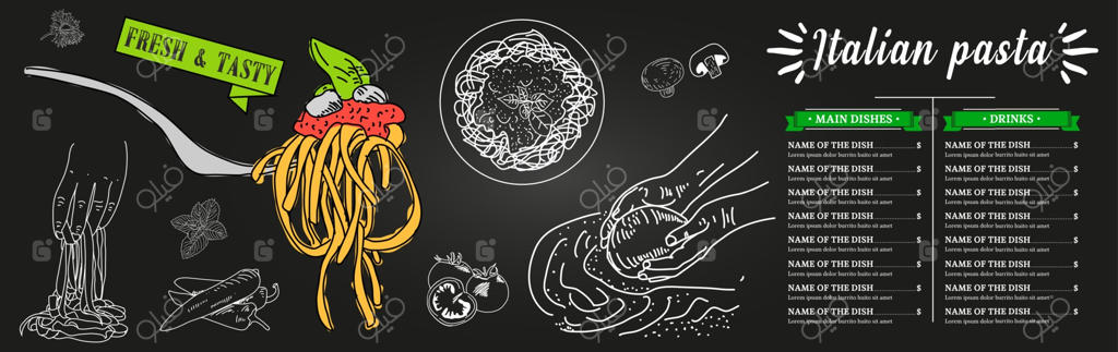 اسپاگتی ایتالیایی: طراحی منوی غذا