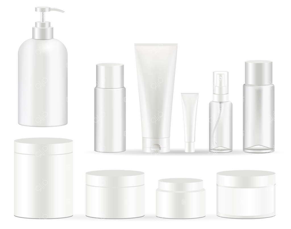 تصاویر طراحی بسته‌بندی ست بطری‌های آرایشی.