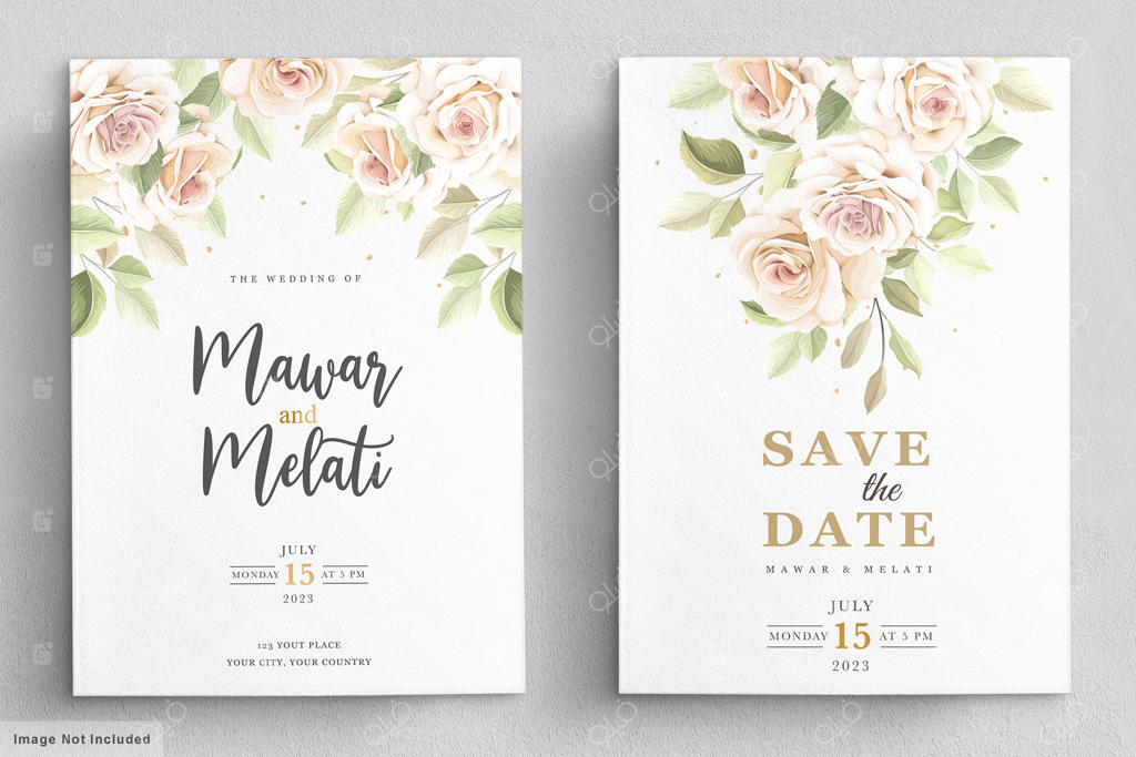 پترن کارت دعوت با طرح گل‌های رز دست‌ساز