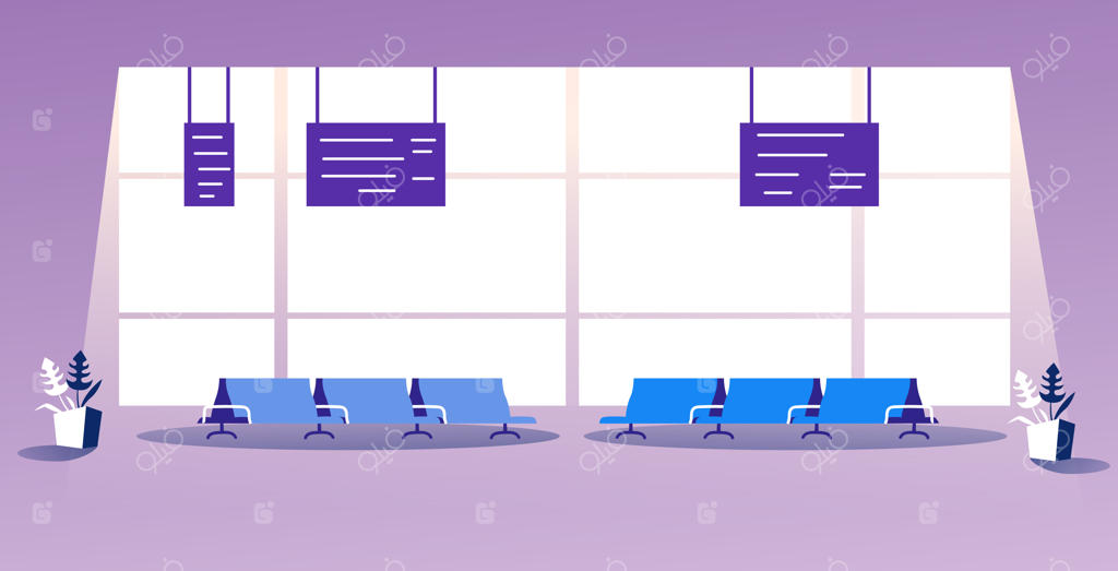 نمای داخلی سالن انتظار خالی در ترمینال مدرن پروازهای خروجی فرودگاه