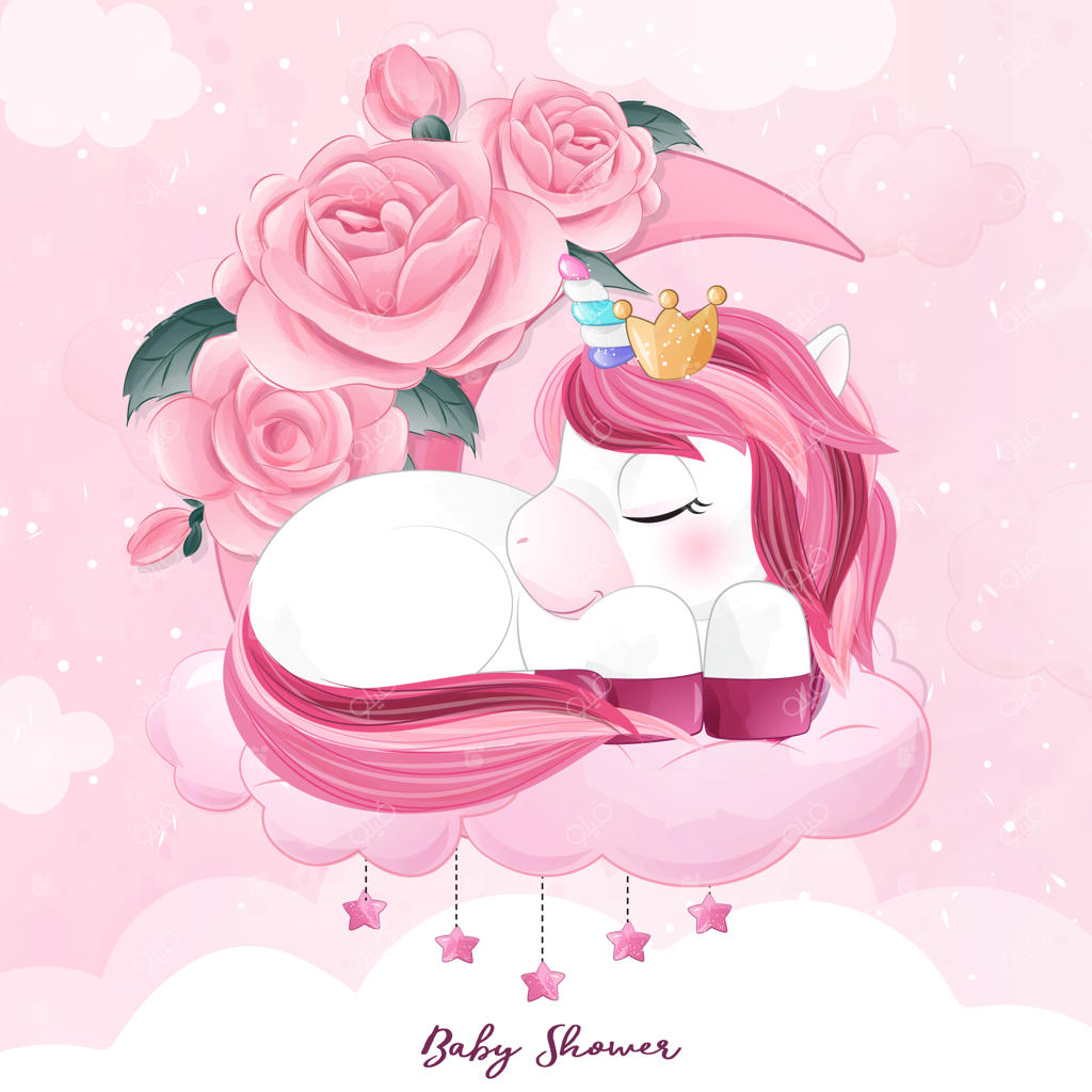 تصویر آبرنگی بانمک از تک‌شاخ نقاشی‌شده