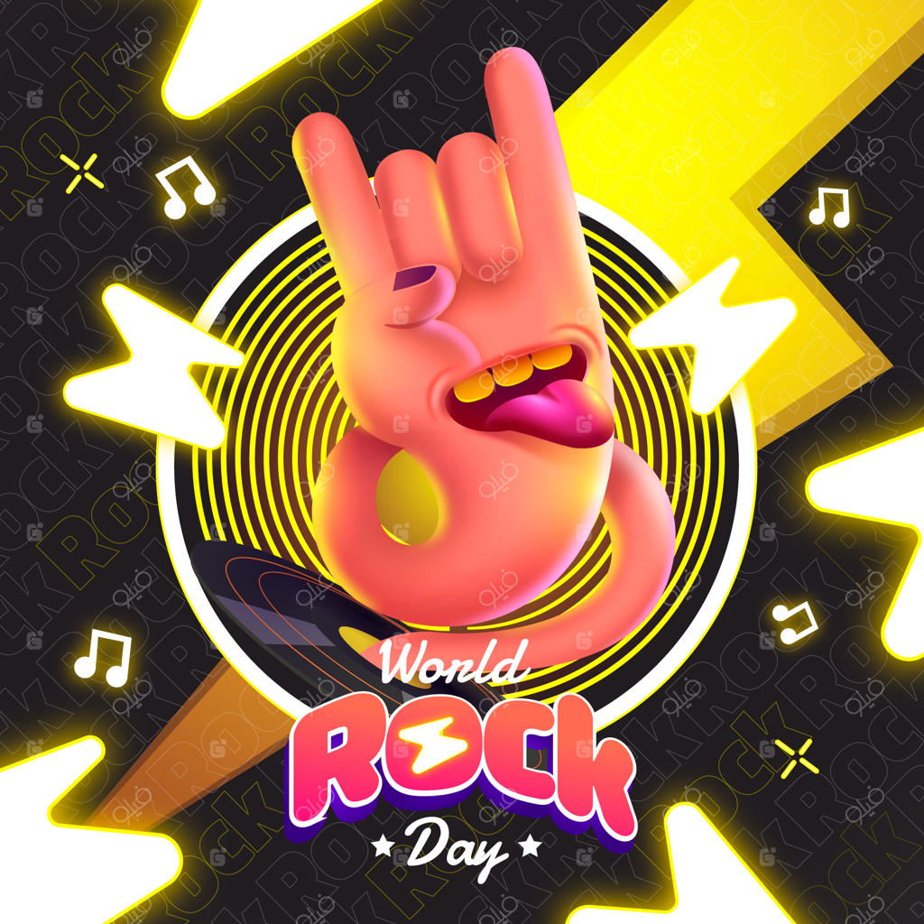 تصویر روز جهانی سنگ با دست و زبان بیرون‌زده از دهان