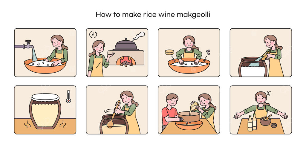 تهیه شراب سنتی کره‌ای به روش سنتی