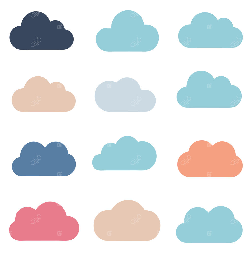 مجموعه ابرهای کارتونی و تزیینی با سبک تخت