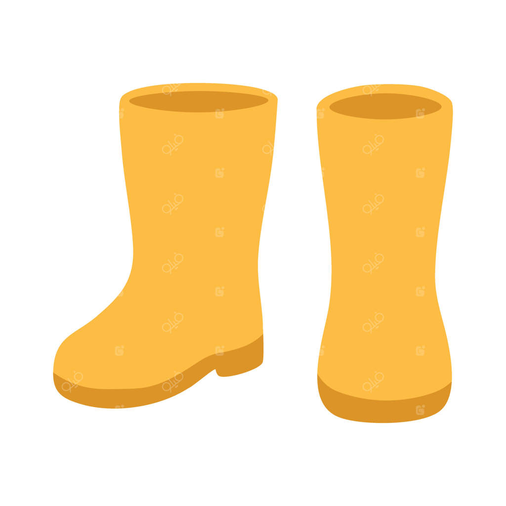 چکمه‌های زرد روشن لاستیکی به سبک کارتونی: مناسب برای باران بهاری و موضوعات باغبانی.