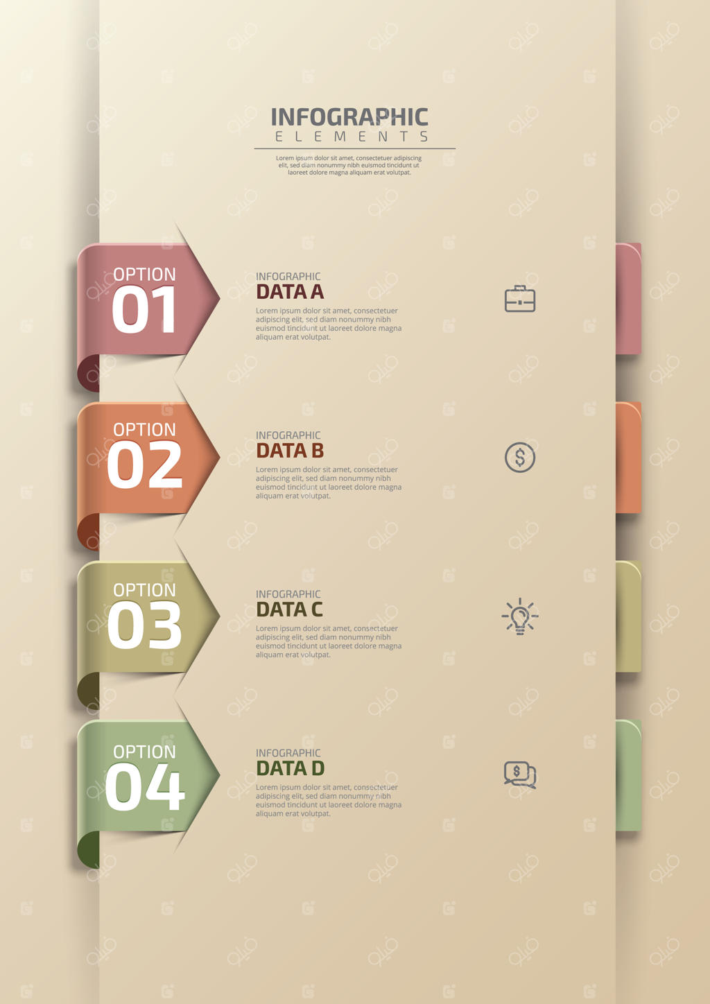 قالب مینیمال اینفوگرافیک کسب‌وکار با آیکون‌ها و نمایش روند ۴ مرحله‌ای - تصویر وکتور