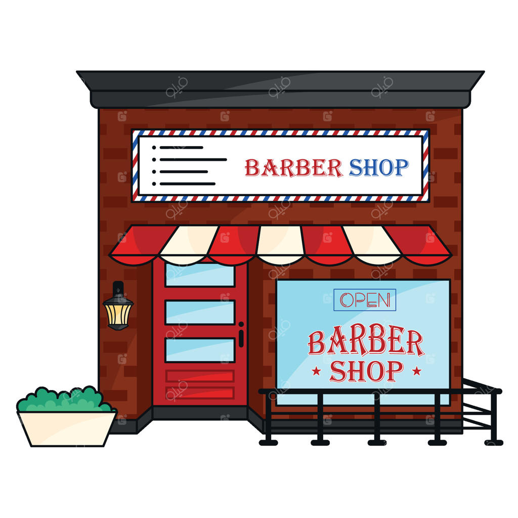 نمای کلاسیک آرایشگاه با سایبان قرمز،