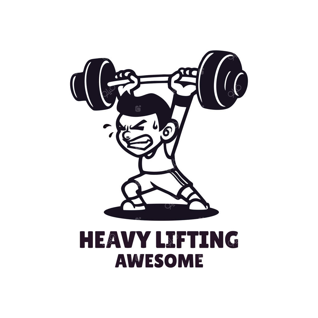 تصویری کارتونی از مردی که هالتر بلند می‌کند.