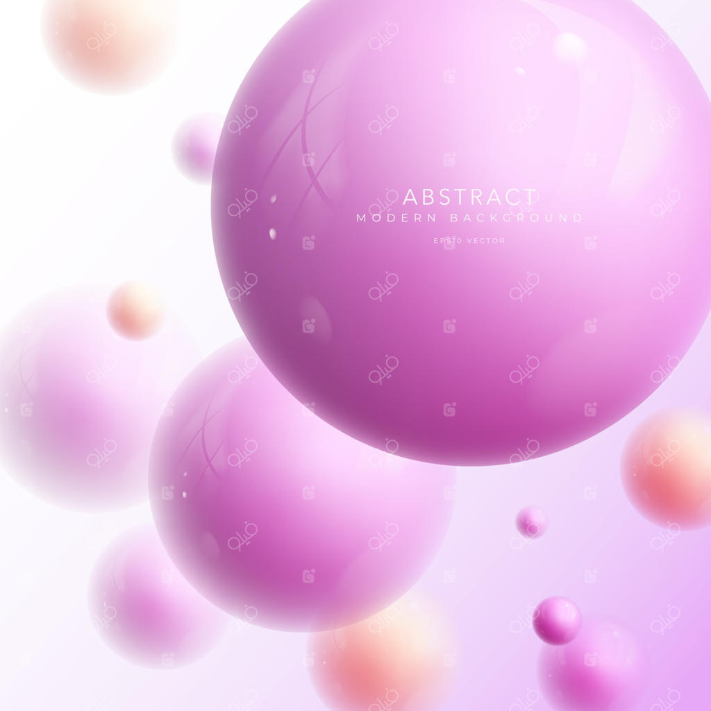 ترکیب توپ های سه‌بعدی انتزاعی: کره با افکت تاری.