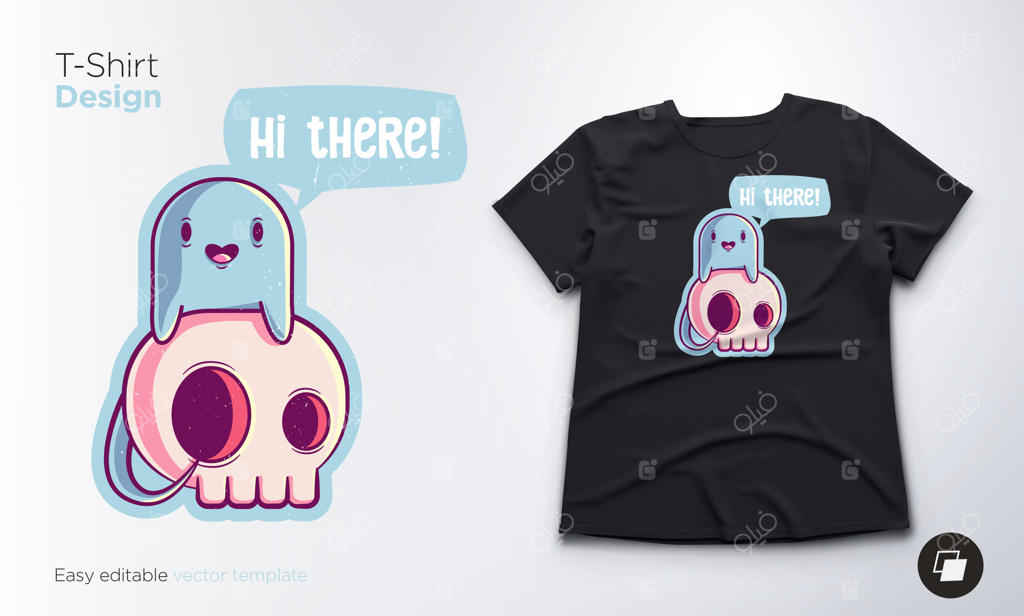 تصویر خنده‌دار اسکلت و شبح روی تی‌شرت