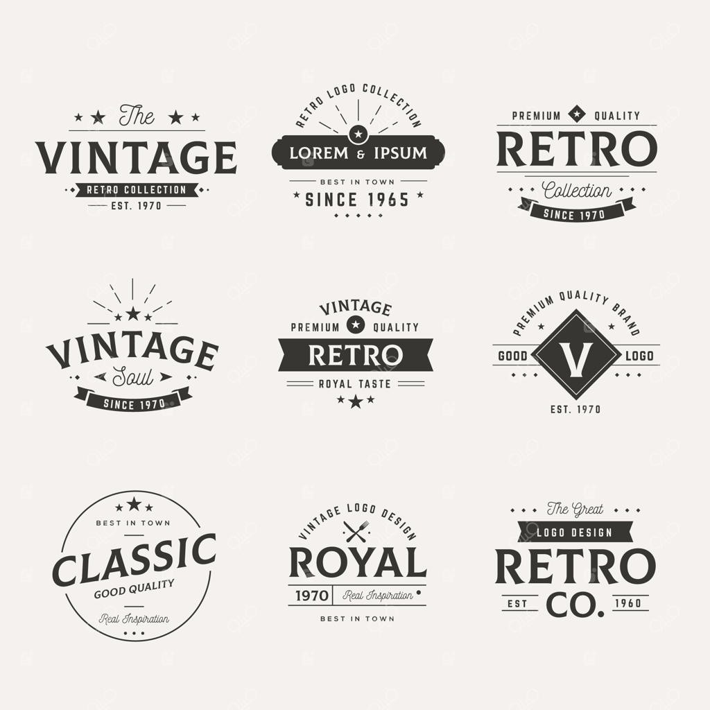 مجموعه‌ای از لوگوهای رترو مختلف