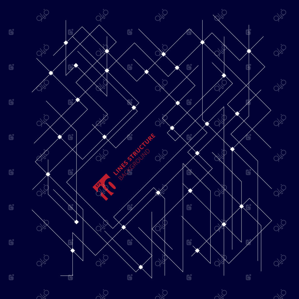 خطوط معماری انتزاعی با ساختار چندبعدی بر روی پس‌زمینه آبی تیره.