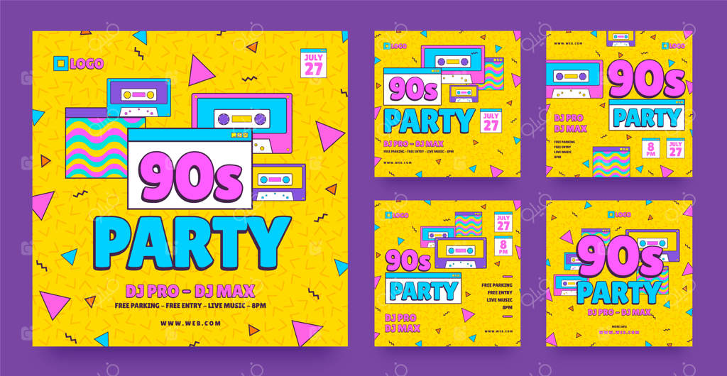 پست‌های اینستاگرام مهمانی دهه ۹۰ با طراحی فلت