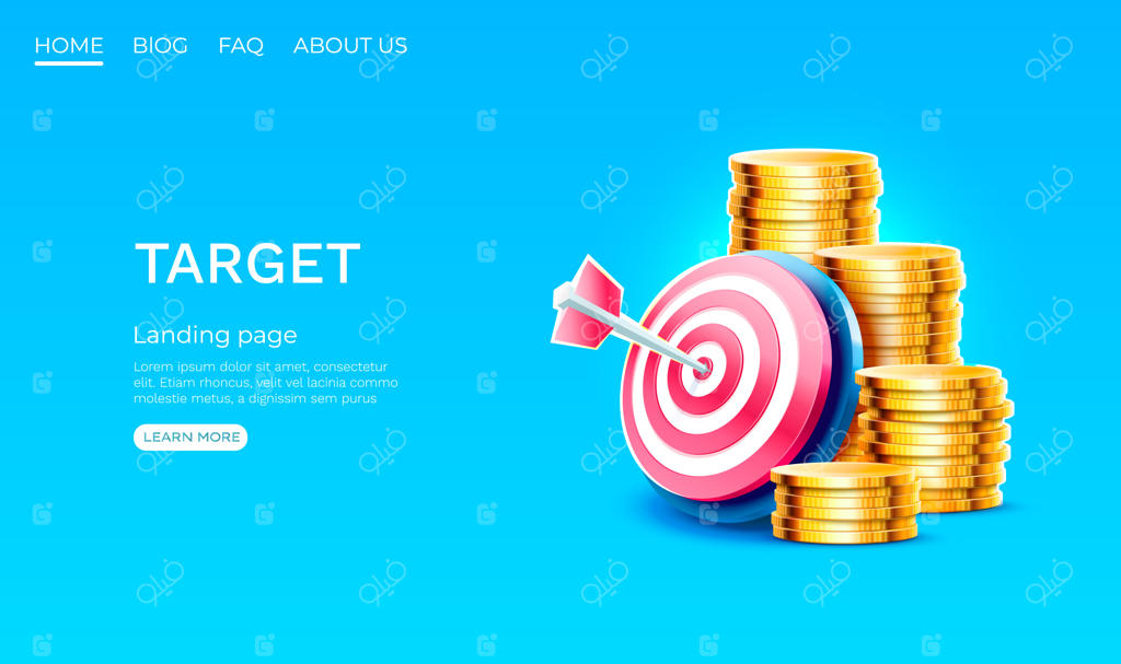 صفحه فرود هدف - بنر سکه‌ها - نماد کسب‌وکار به صورت وکتور