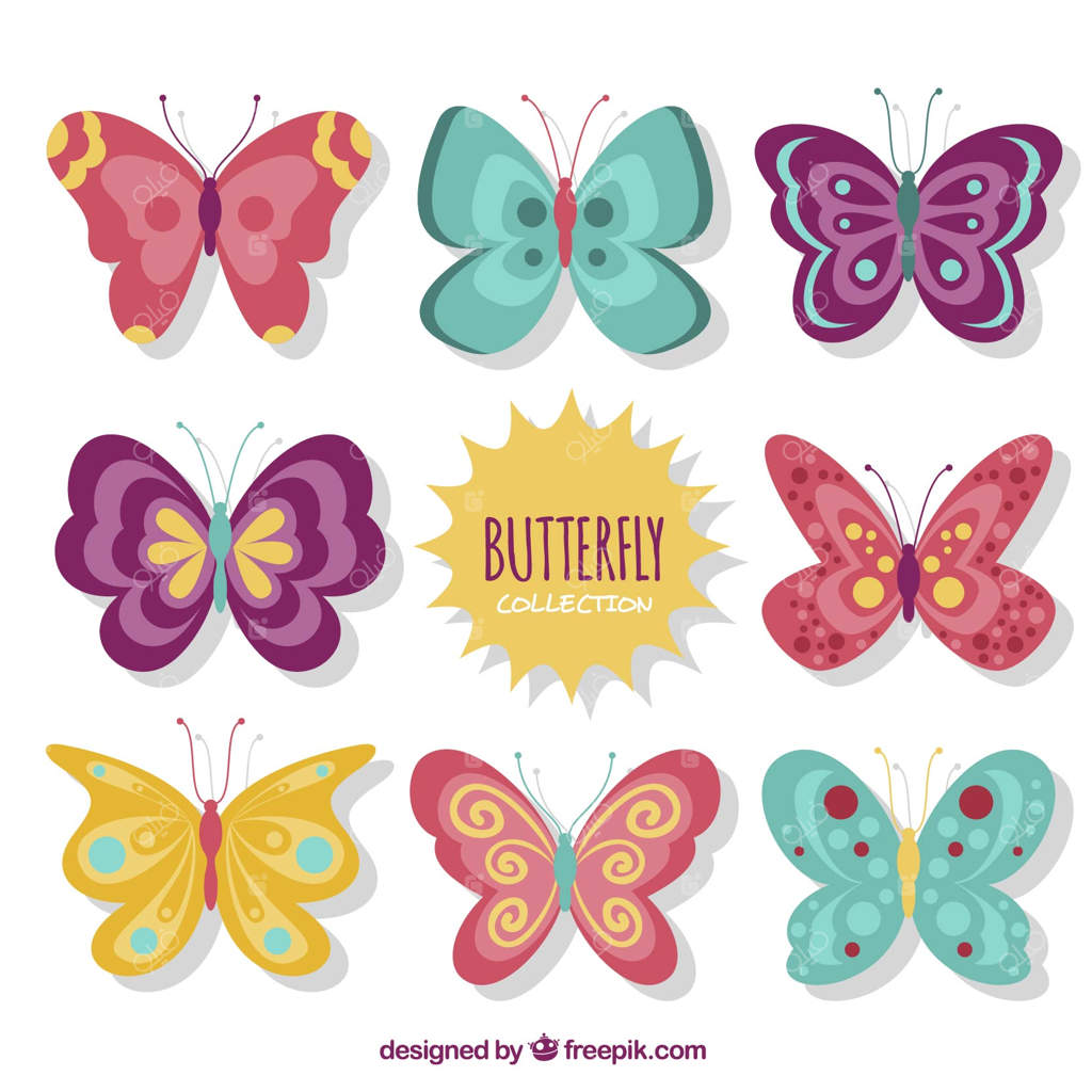 مجموعه طراحی های پروانه های وینتیج زیبا