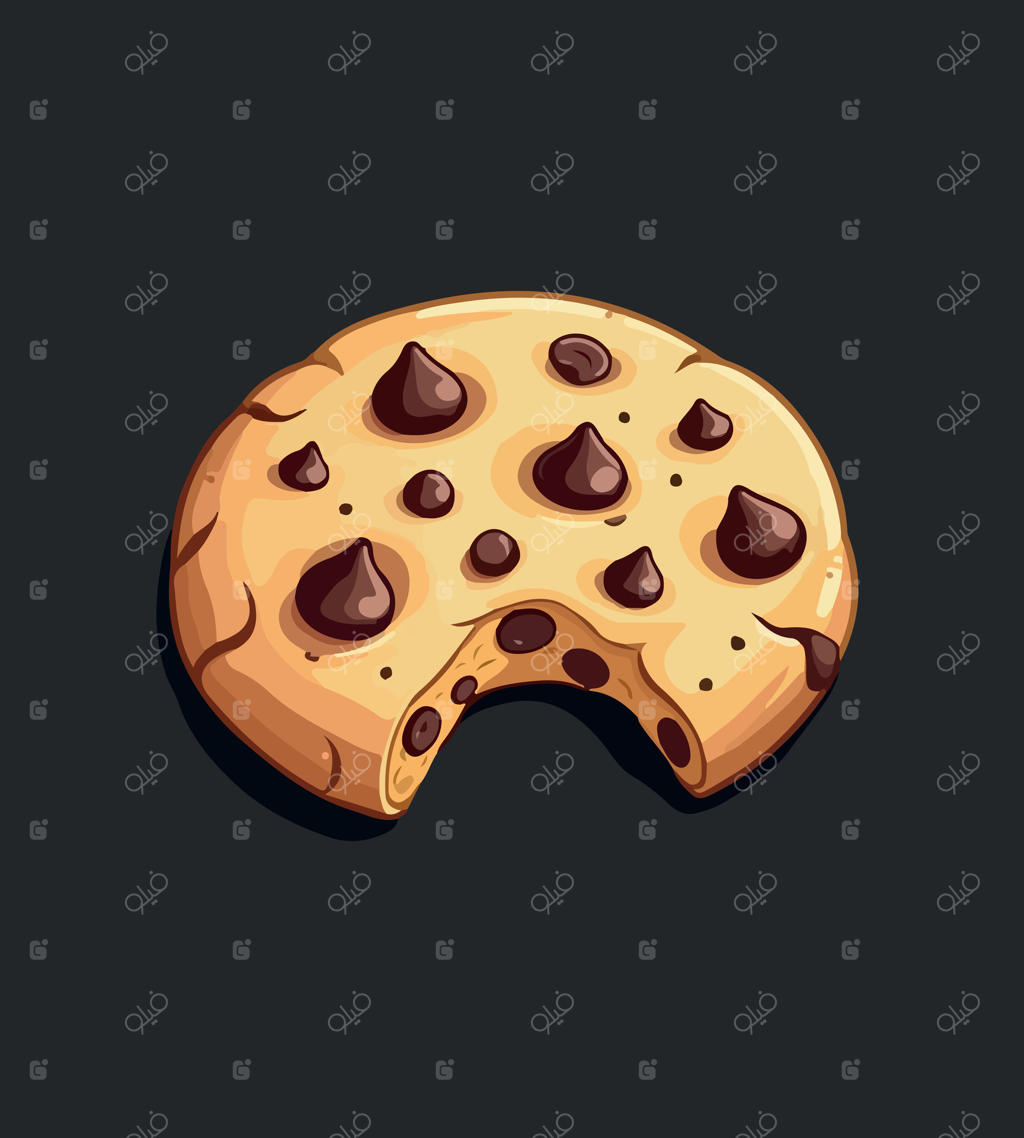 کوکی با روکش شکلات و یک تکه چیپس شکلات در پایین