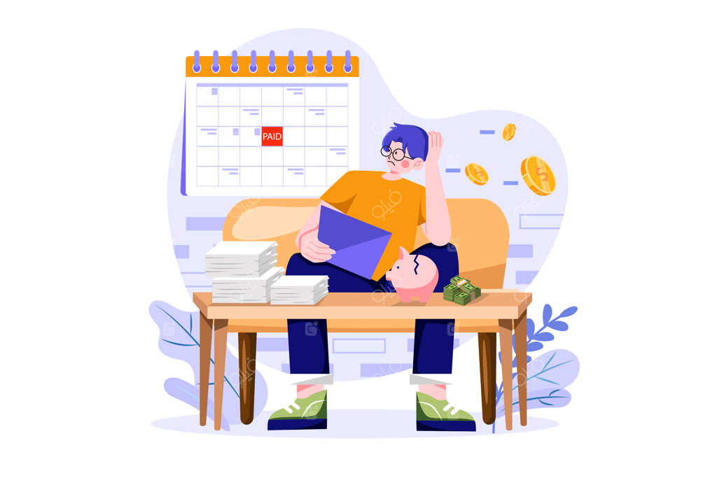 مفهوم تاریخ بازپرداخت وام با طراحی روی پس‌زمینه سفید