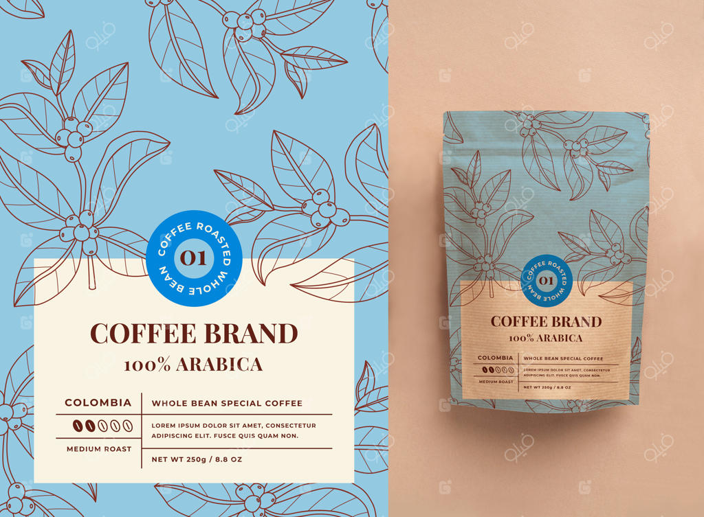 قالب برچسب دست‌ساز قهوه