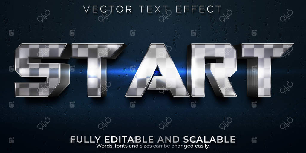 افکت متن قابل ویرایش نقره‌ای، فونت براق و سه‌بعدی فلزی