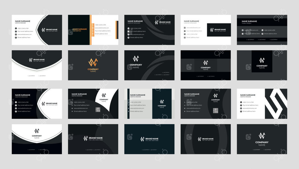 طرح خلاقانه قالب کارت ویزیت شیک. طراحی کارت نام. مجموعه‌ای از قالب‌های چاپی مدرن کارت ویزیت