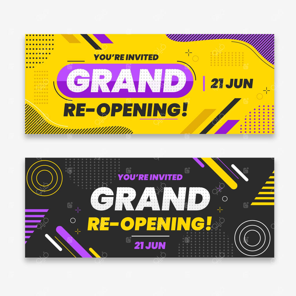 قالب بنر برای افتتاحیه بزرگ به‌زودی