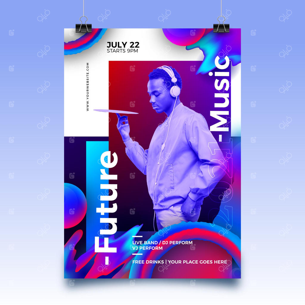 قالب پوستر انتزاعی برای رویداد ورزشی ۲۰۲۱ با عکس