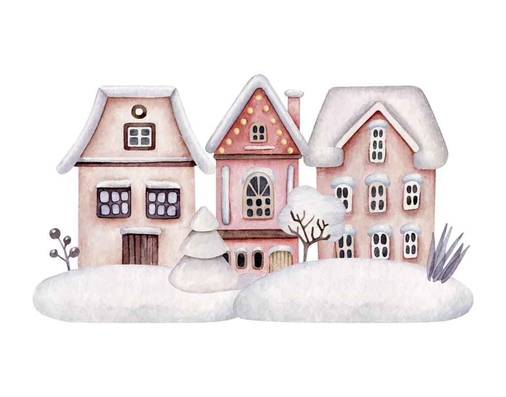 خانه‌های زمستانی در برف‌ریزان