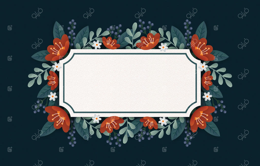 الگوی کارت با قاب گل ها