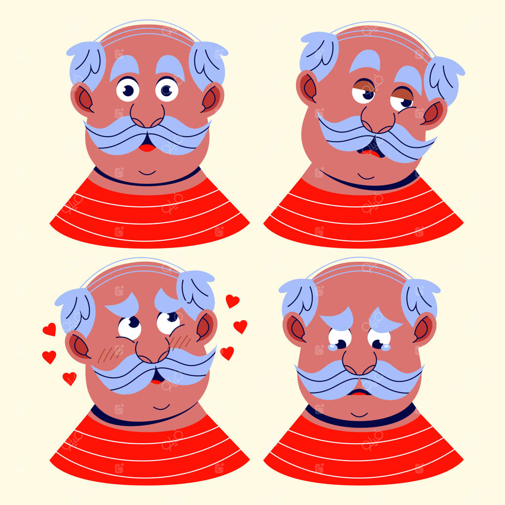 طرح وکتور شخصیت‌ها با حالات چهره مختلف