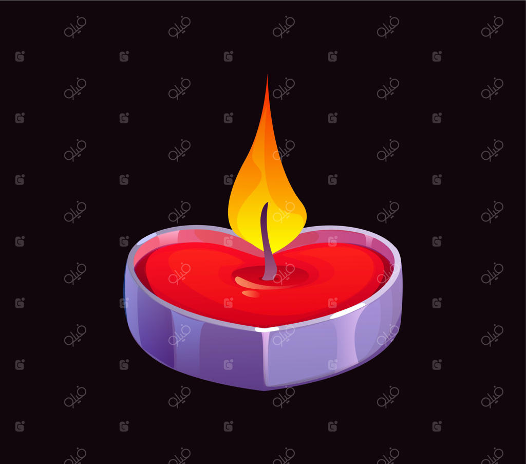 شمع قلبی شکل کارتونی با شعله درخشان،