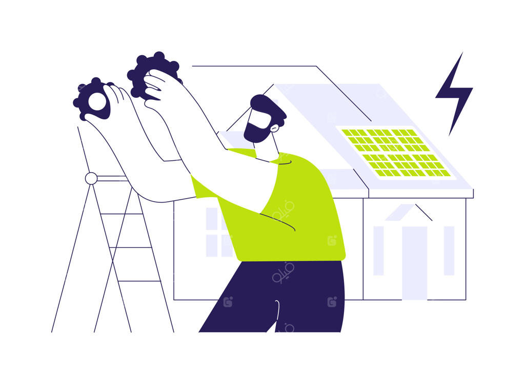 تصویری انتزاعی از مفهوم پنل‌های خورشیدی خانگی.