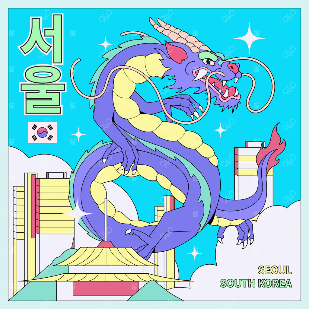 تصویرسازی سئول با طراحی دستی